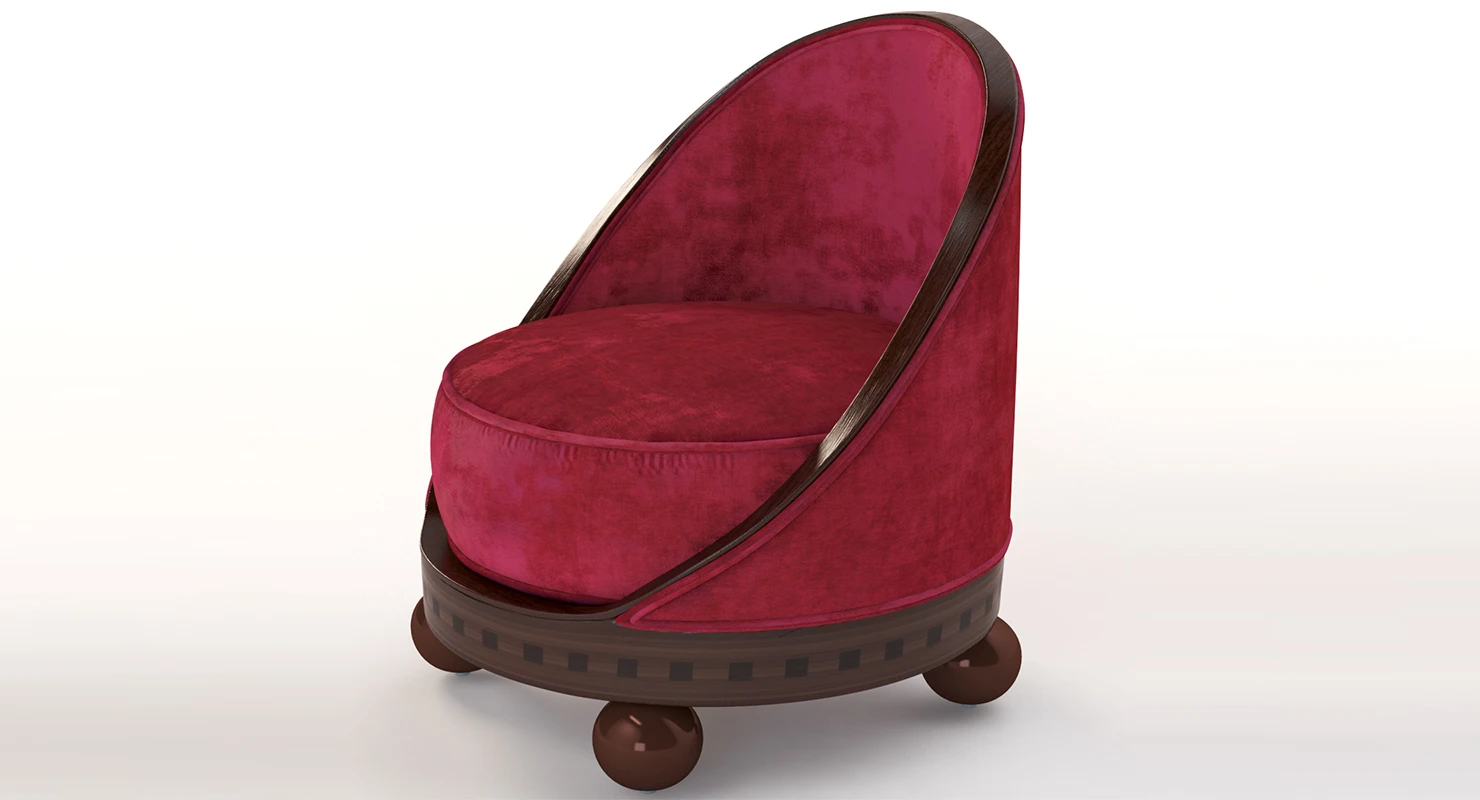 French Art Deco Boudoir Lounge Chair 3D Model_01