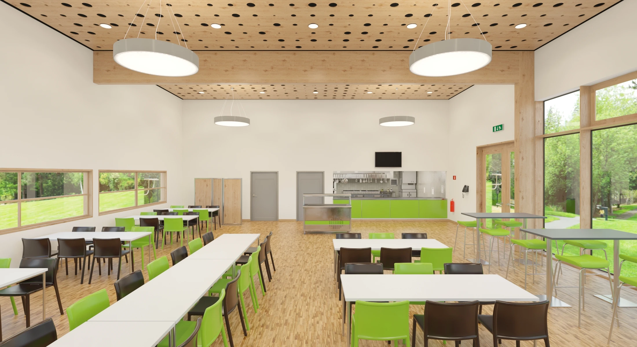 Furnished Cafeteria Interior with Kitchen V4 3D Model_012