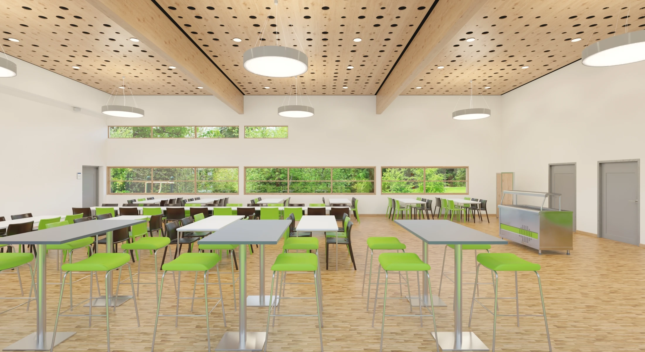 Furnished Cafeteria Interior with Kitchen V4 3D Model_05