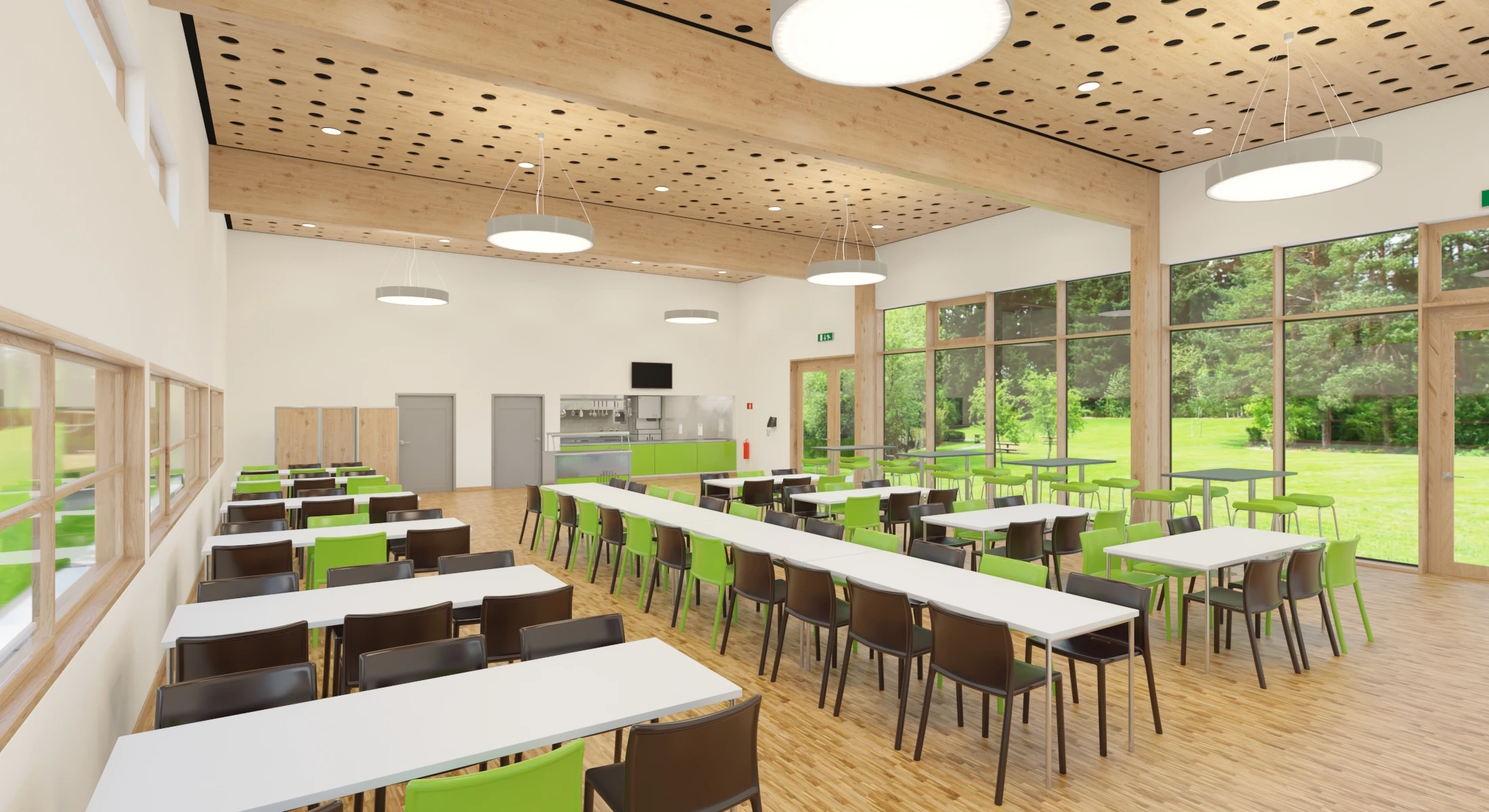 Furnished Cafeteria Interior with Kitchen V4 3D Model_04