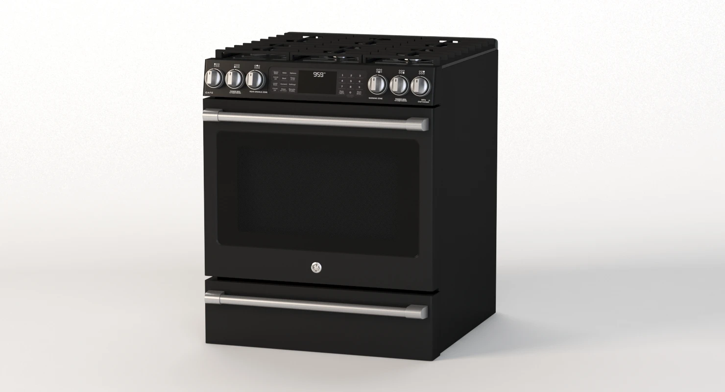 General Electric Cafe Series 30 Slide In Front Control Range With Warming Drawer CGS986SELSS 3D Model_010