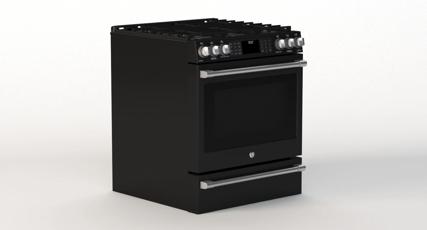 General Electric Cafe Series 30 Slide In Front Control Range With Warming Drawer CGS986SELSS 3D Model_05