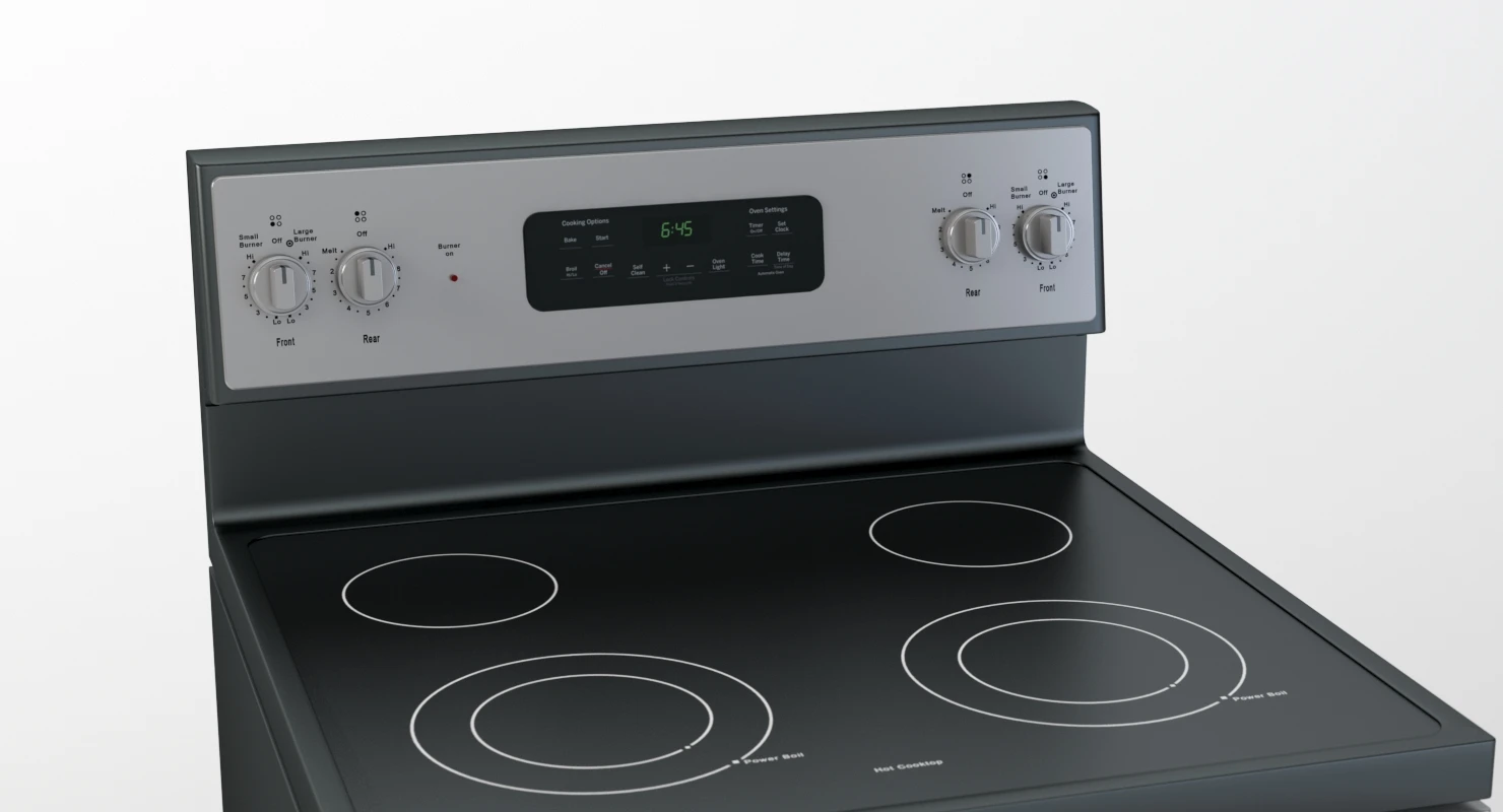 General Electric Free-Standing Electric Range JB645DKBB 3D Model_010