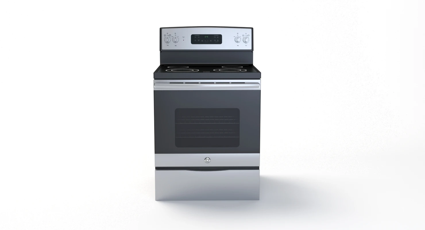 General Electric Free-Standing Electric Range JB645DKBB 3D Model_03