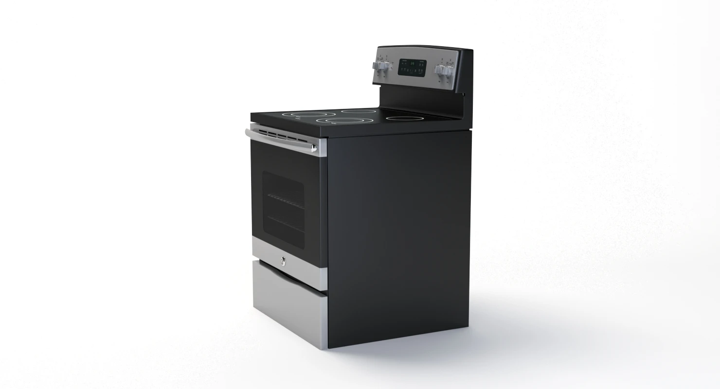 General Electric Free-Standing Electric Range JB645DKBB 3D Model_08