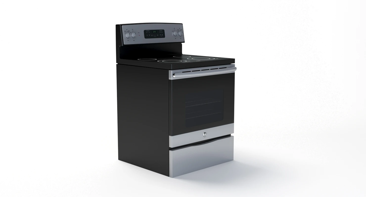 General Electric Free-Standing Electric Range JB645DKBB 3D Model_04