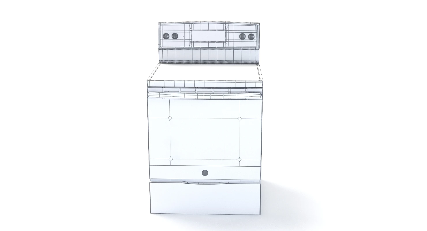 General Electric Free-Standing Electric Range JB645DKBB 3D Model_012