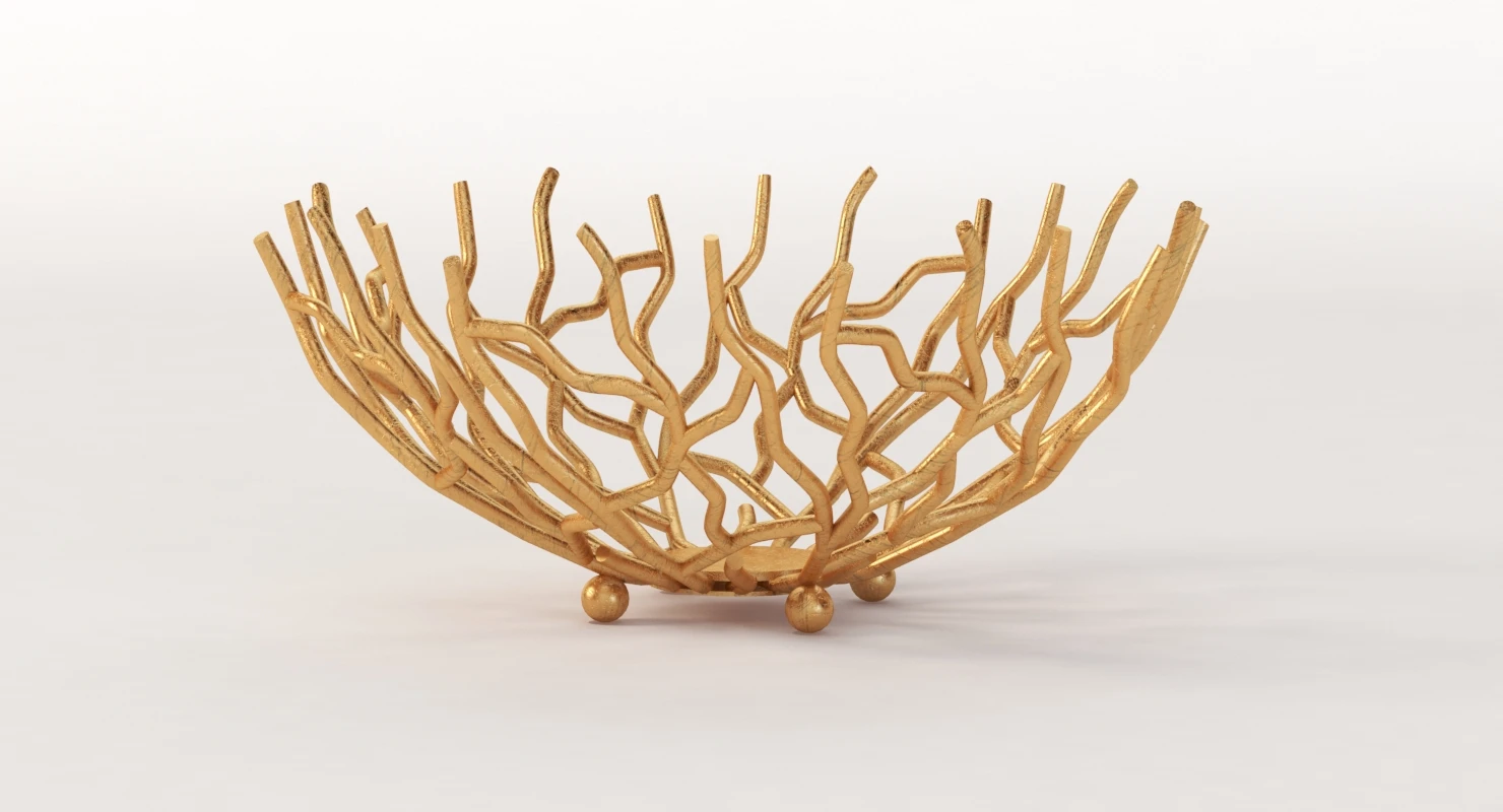 Golden Patina Reef Centerpiece Bowl by Red Co 3D Model_04
