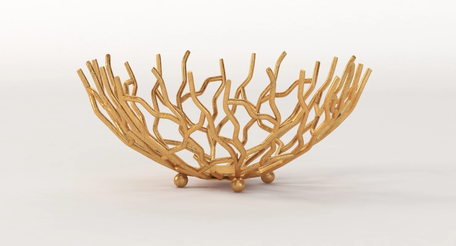 Golden Patina Reef Centerpiece Bowl by Red Co 3D Model_06