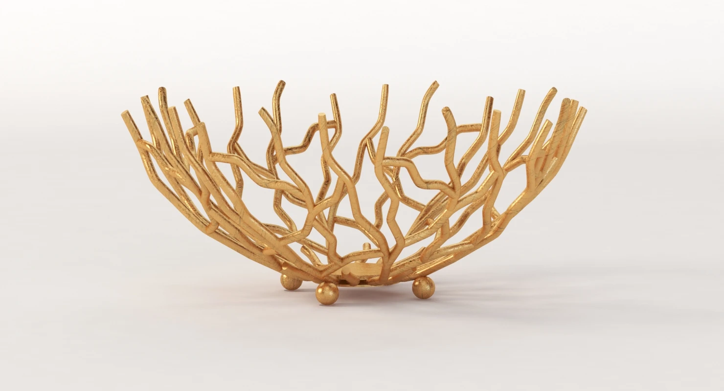 Golden Patina Reef Centerpiece Bowl by Red Co 3D Model_05