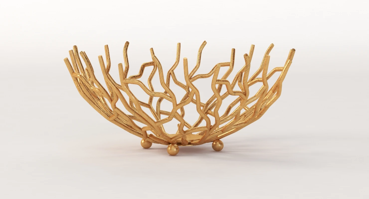 Golden Patina Reef Centerpiece Bowl by Red Co 3D Model_03