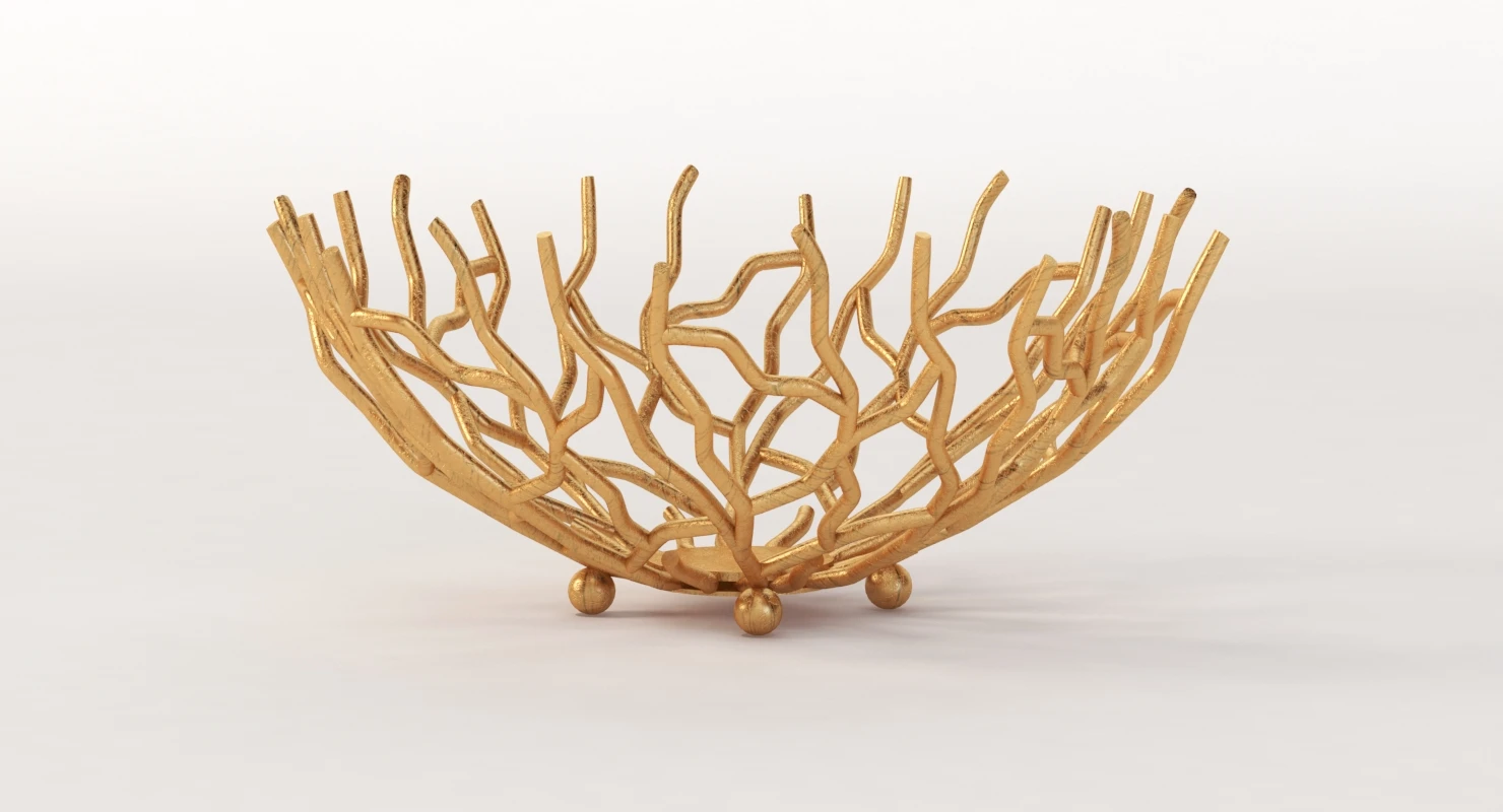 Golden Patina Reef Centerpiece Bowl by Red Co 3D Model_08
