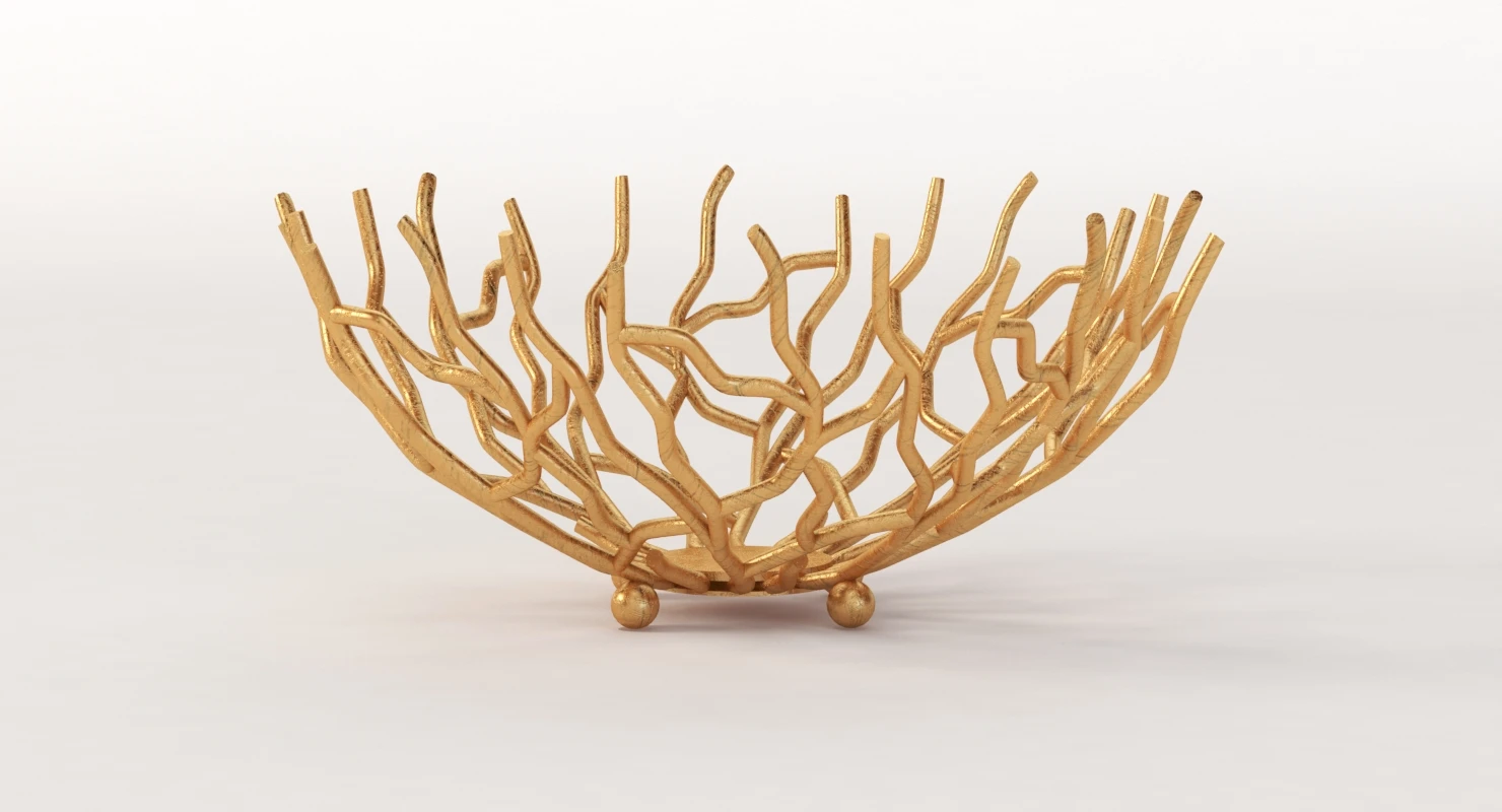 Golden Patina Reef Centerpiece Bowl by Red Co 3D Model_09
