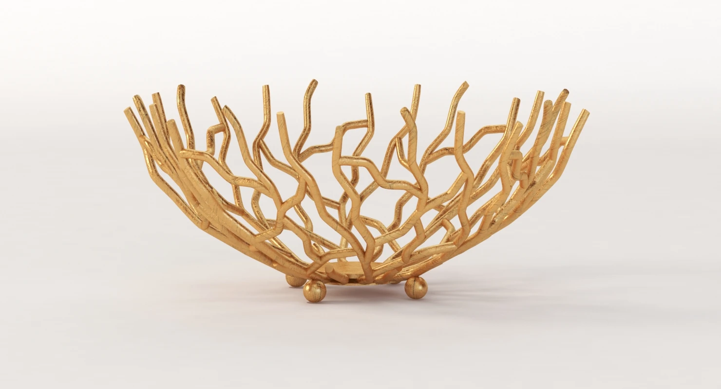 Golden Patina Reef Centerpiece Bowl by Red Co 3D Model_07