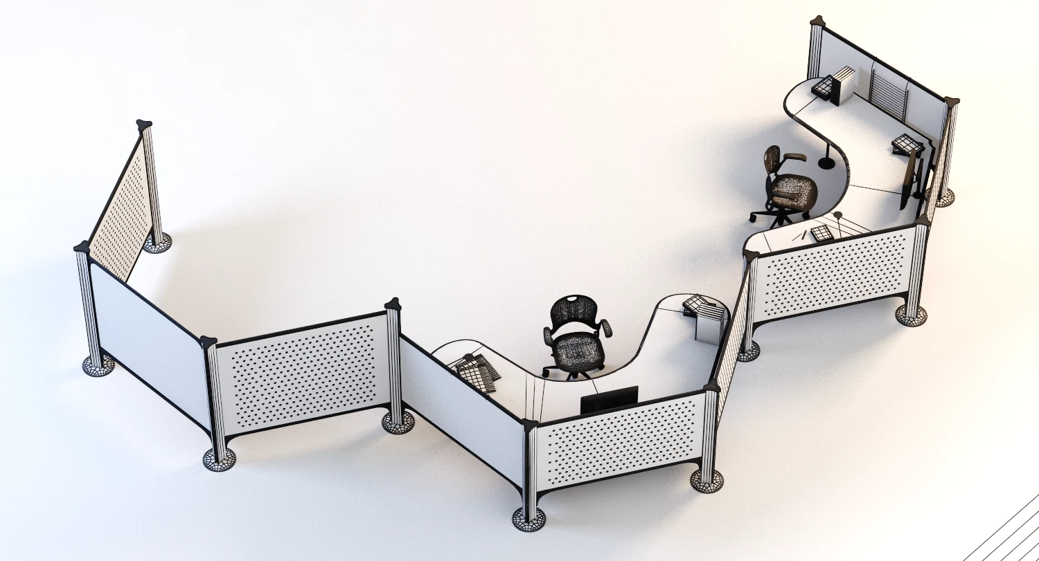 Herman Miller Resolve System with Office Accessories Set 06 3D Model_09