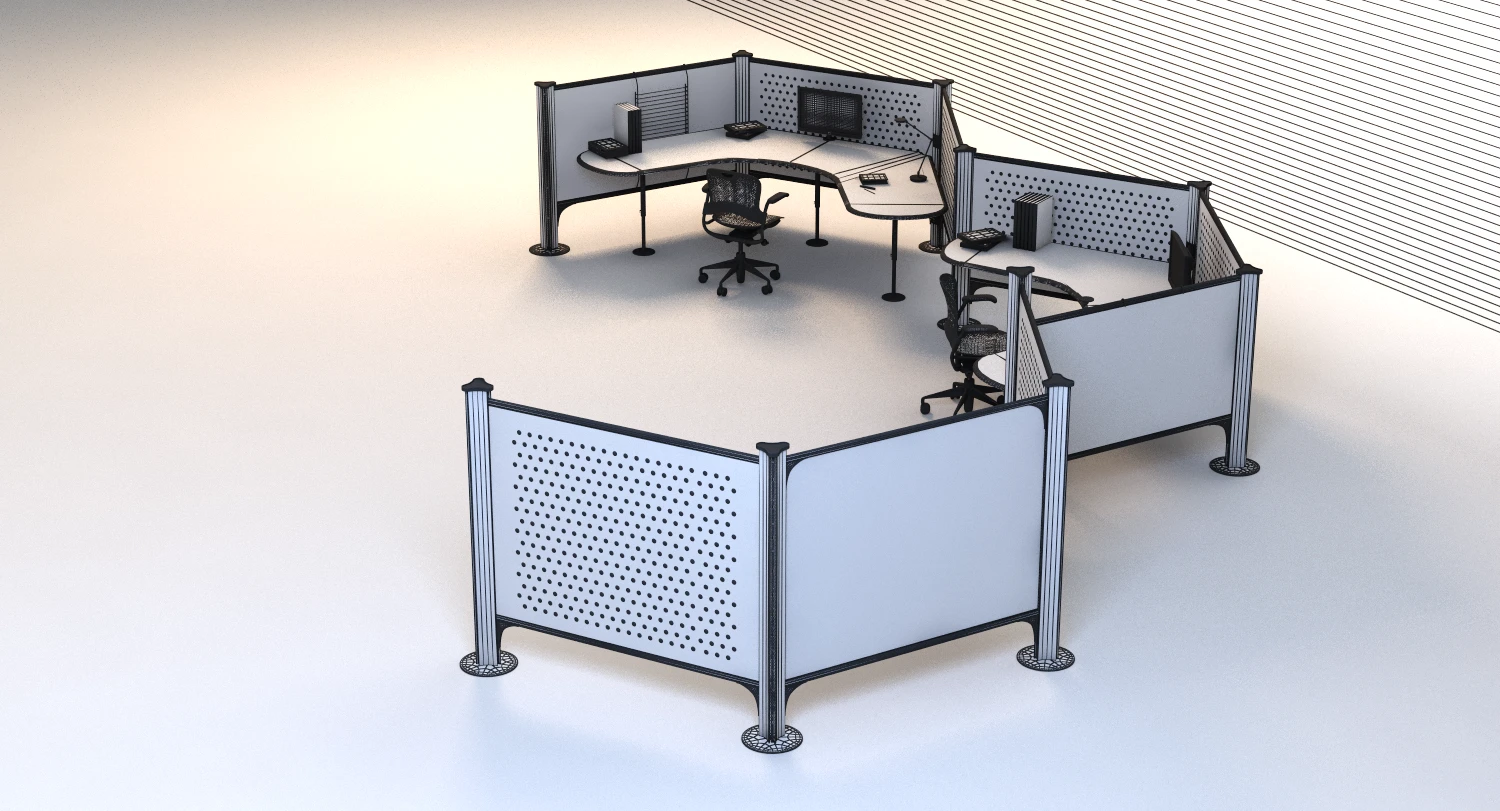 Herman Miller Resolve System with Office Accessories Set 06 3D Model_08