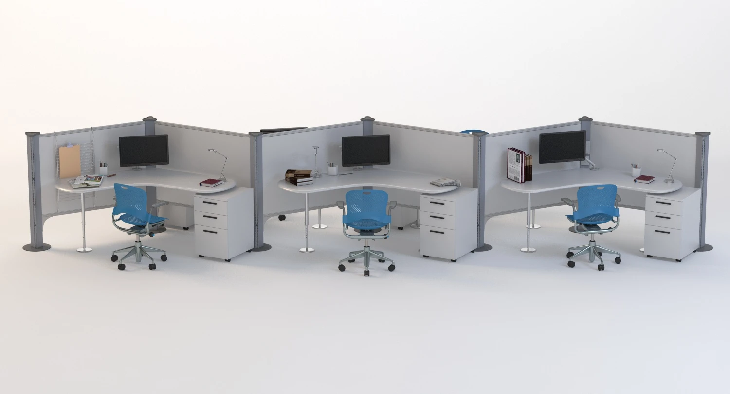 Herman Miller Resolve System with Office Accessories Set 02 3D Model_04