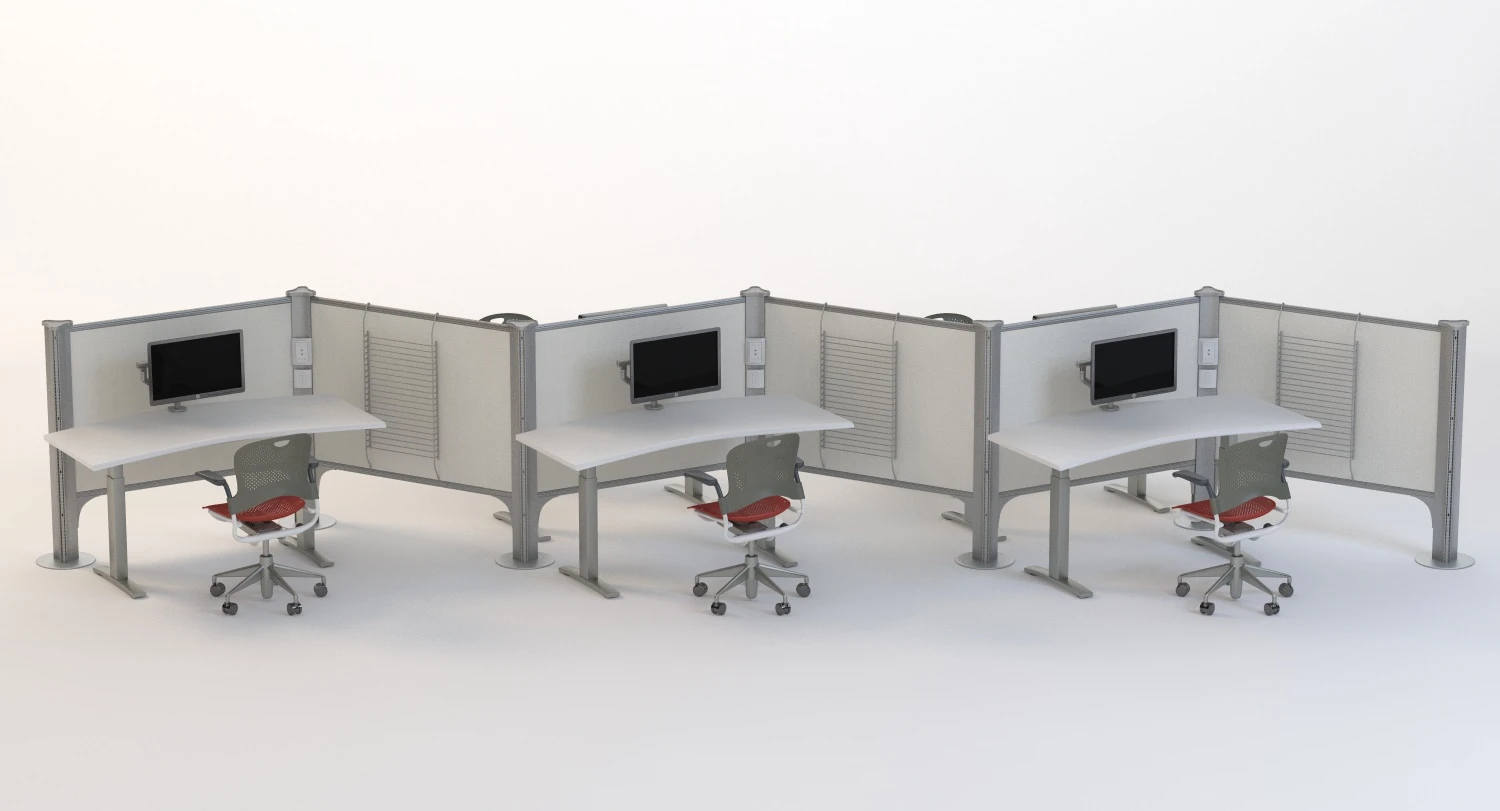Herman Miller Resolve System with Office Accessories Set 05 3D Model_04