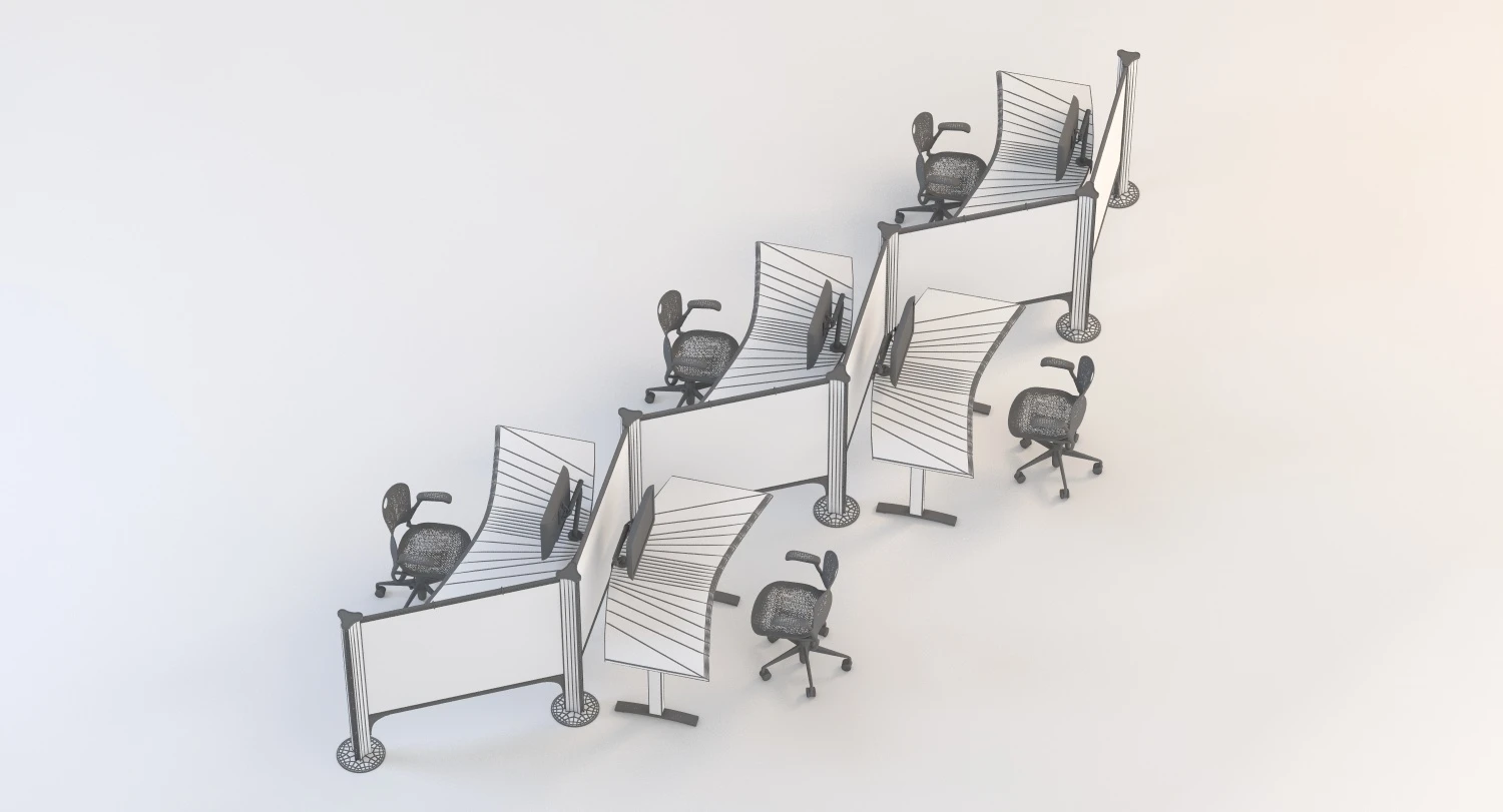 Herman Miller Resolve System with Office Accessories Set 05 3D Model_09