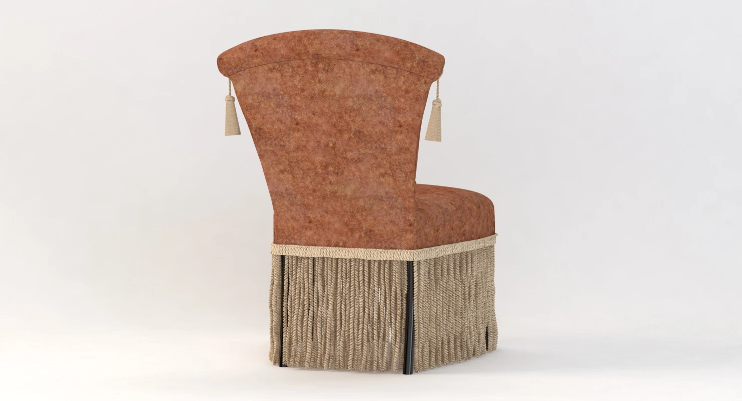 Hollywood Regency Velvet Slipper Chair 3D Model_07