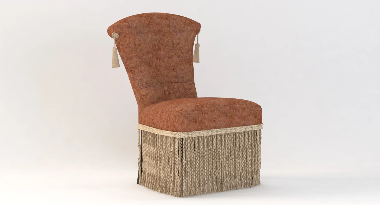 Hollywood Regency Velvet Slipper Chair 3D Model_05