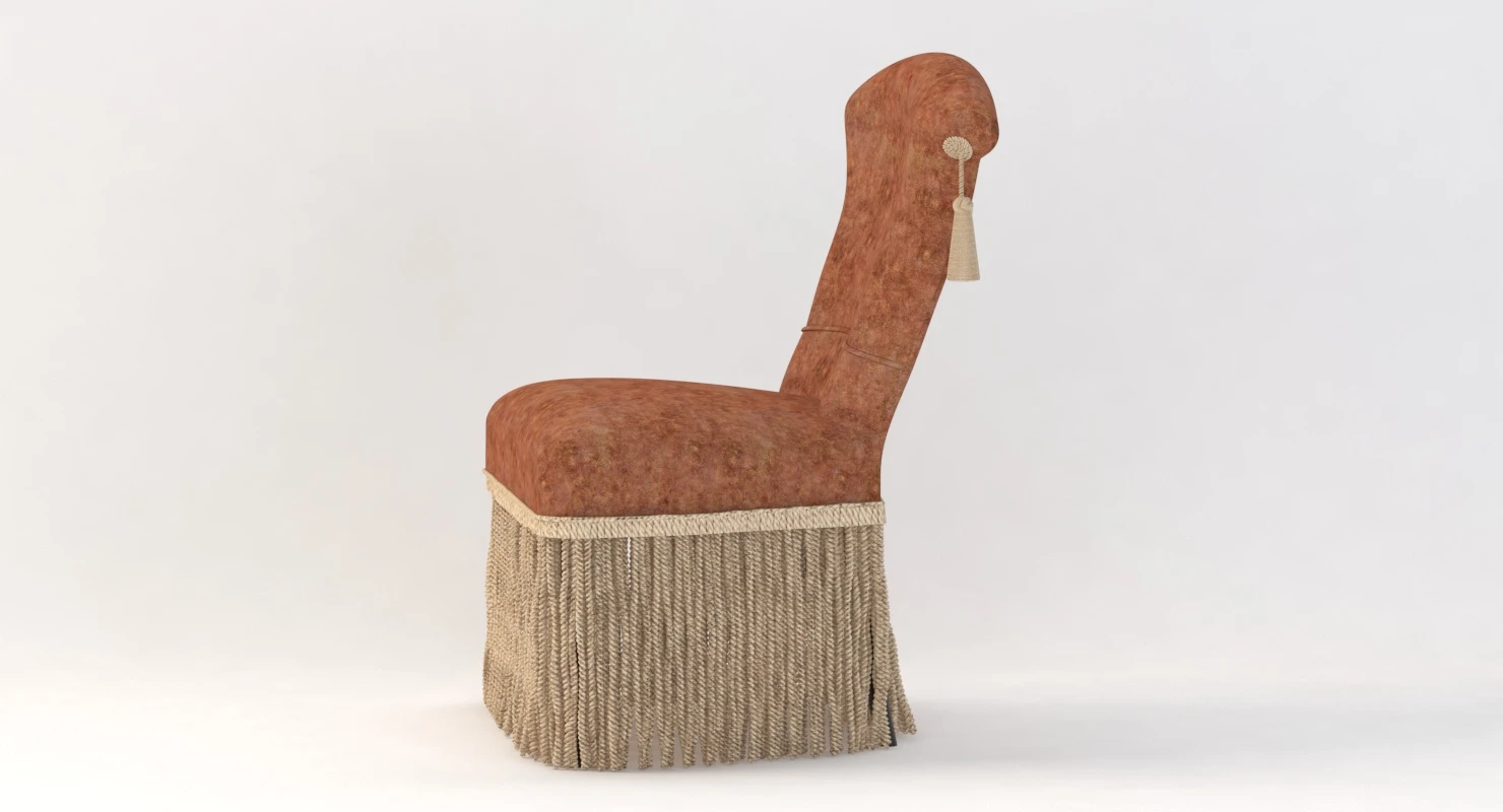 Hollywood Regency Velvet Slipper Chair 3D Model_09