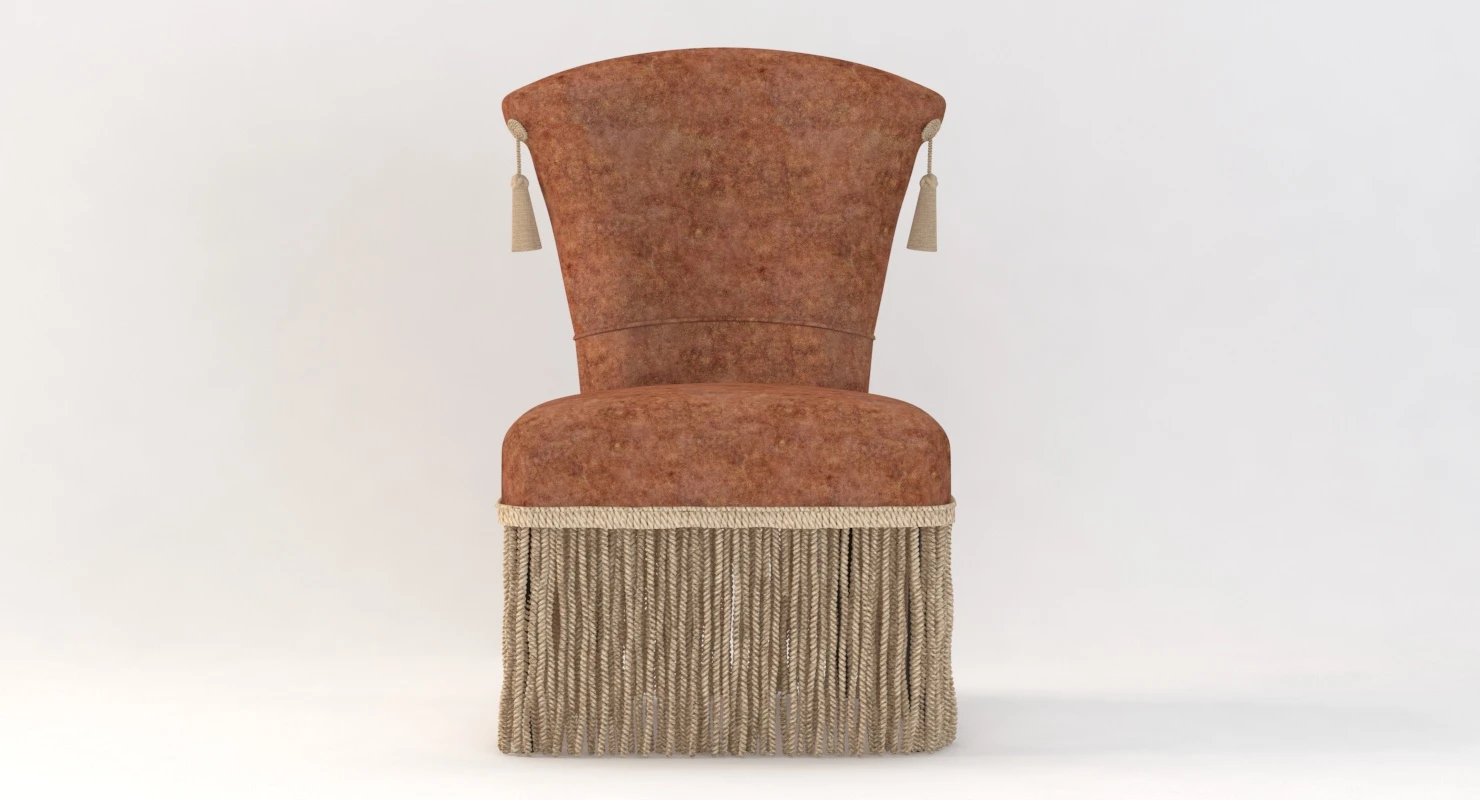 Hollywood Regency Velvet Slipper Chair 3D Model_04