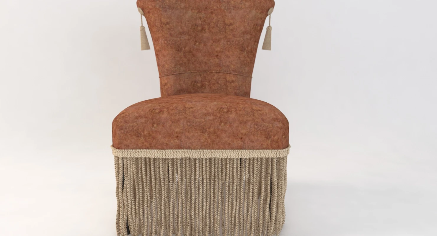 Hollywood Regency Velvet Slipper Chair 3D Model_03