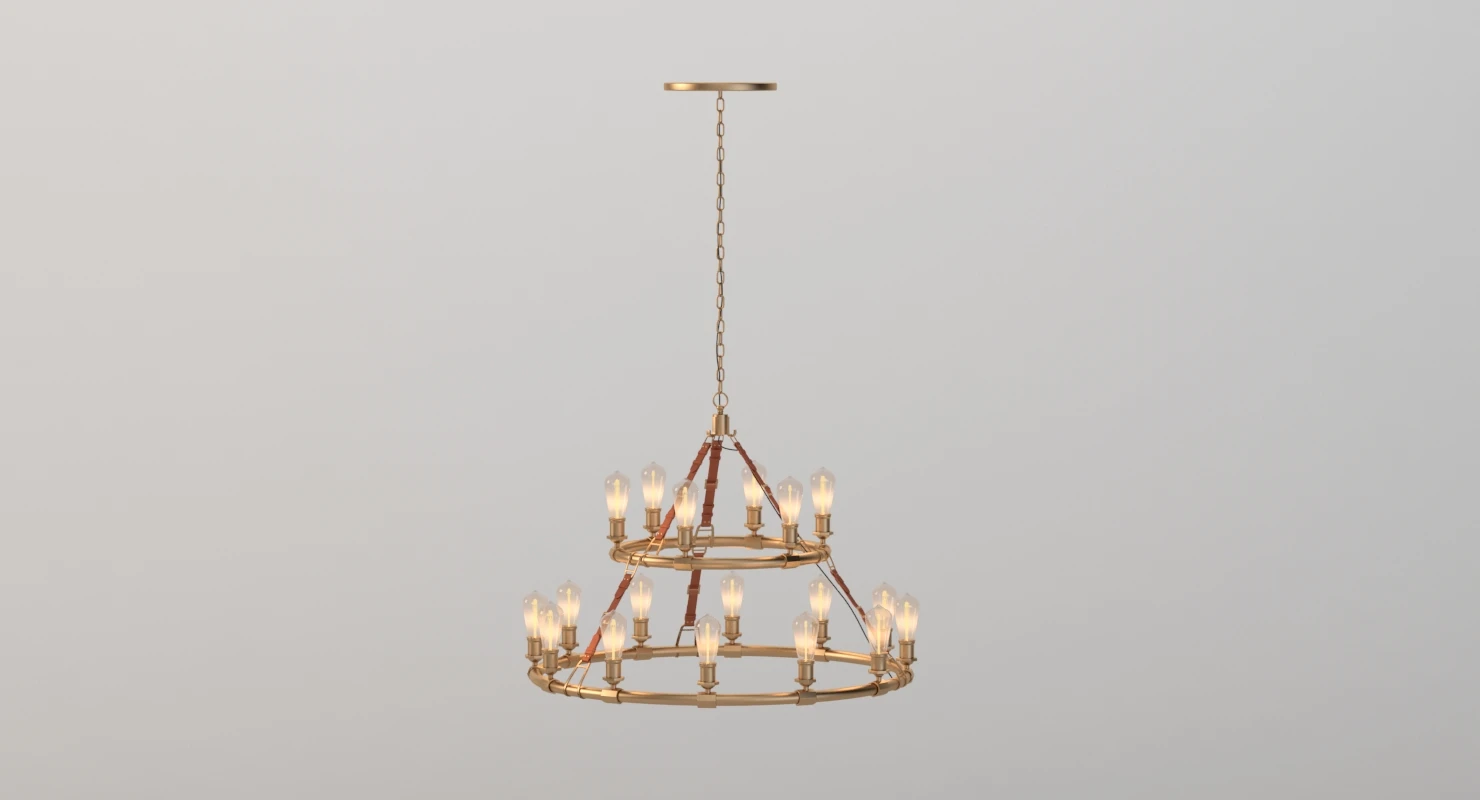 Huxley 18 Light 44 Inch Vintage Brass Chandelier 3D Model_09