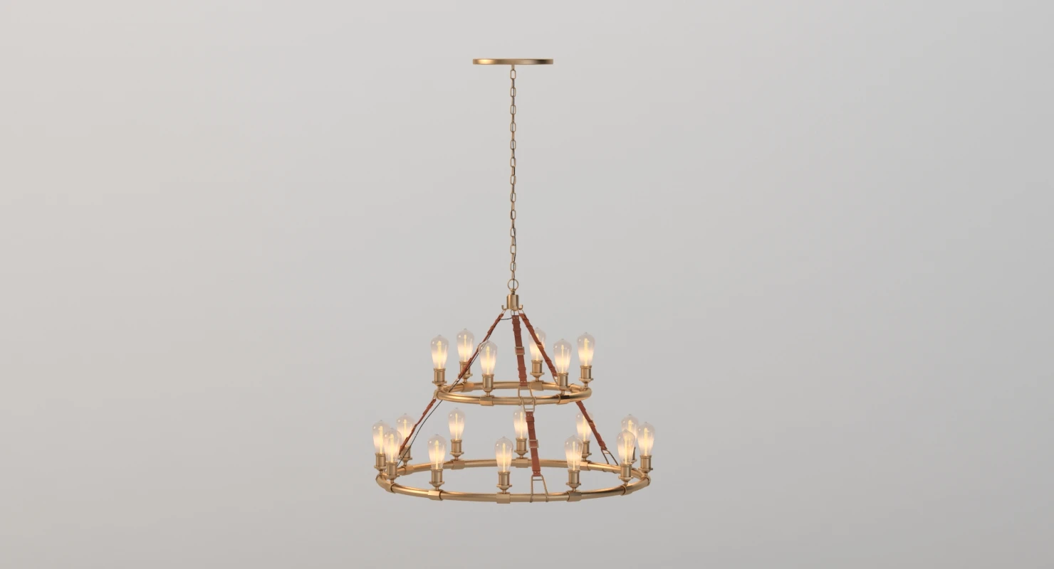 Huxley 18 Light 44 Inch Vintage Brass Chandelier 3D Model_06