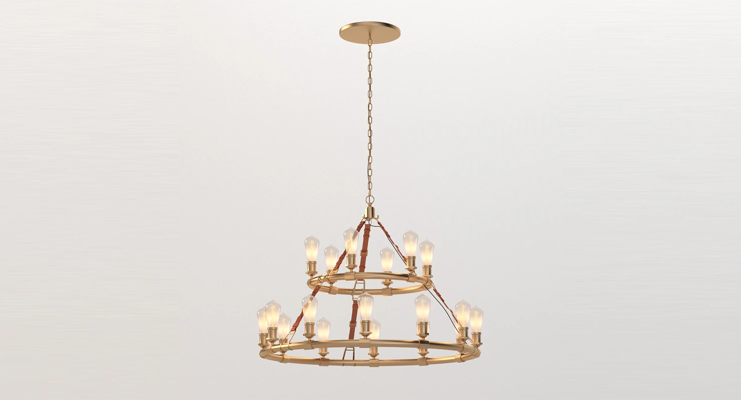 Huxley 18 Light 44 Inch Vintage Brass Chandelier 3D Model_01