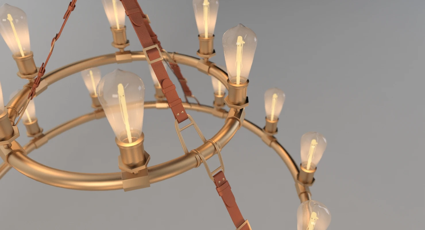 Huxley 18 Light 44 Inch Vintage Brass Chandelier 3D Model_03