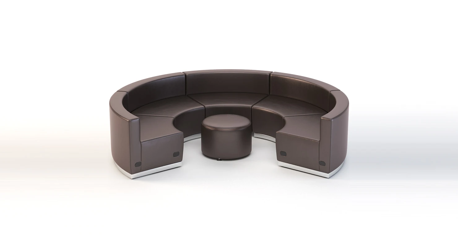 Krysten Sectional Five Module Concave Round Booth Sofa 3D Model_01