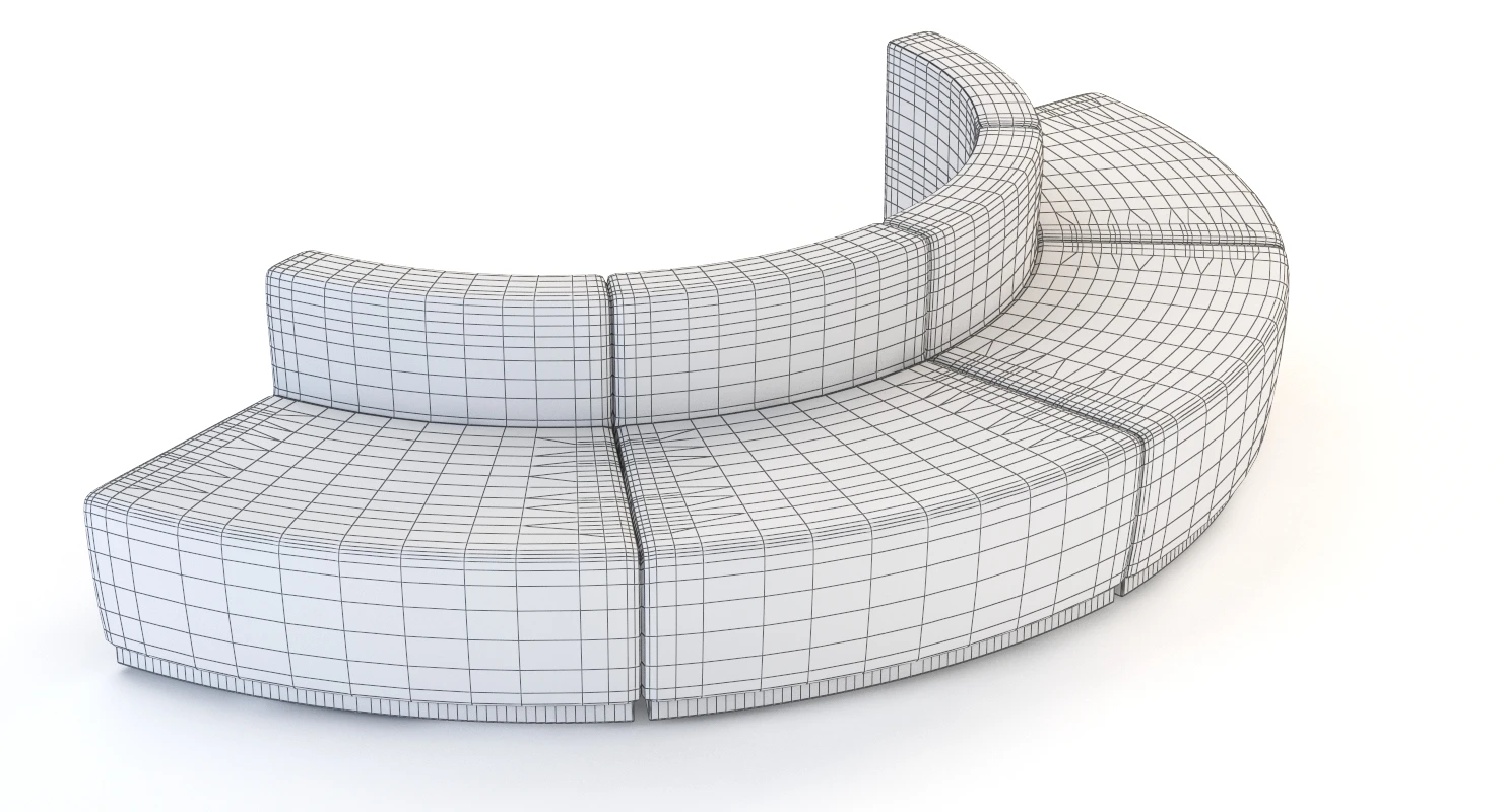 Krysten Sectional Four Module Convex Round Booth Sofa 3D Model_011