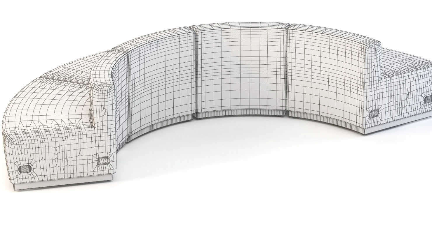 Krysten Sectional Four Module Convex Round Booth Sofa 3D Model_010