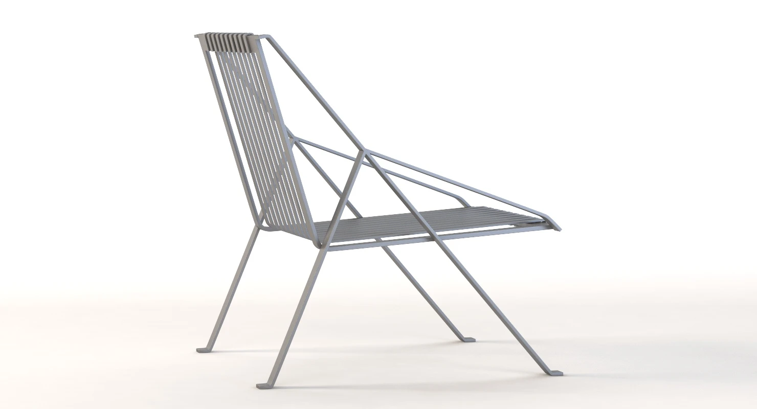 Line High-Back Metal Garden Armchair By Efasma 3D Model_03