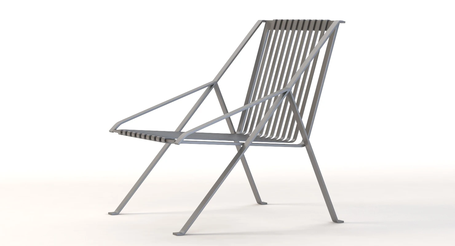 Line High-Back Metal Garden Armchair By Efasma 3D Model_06