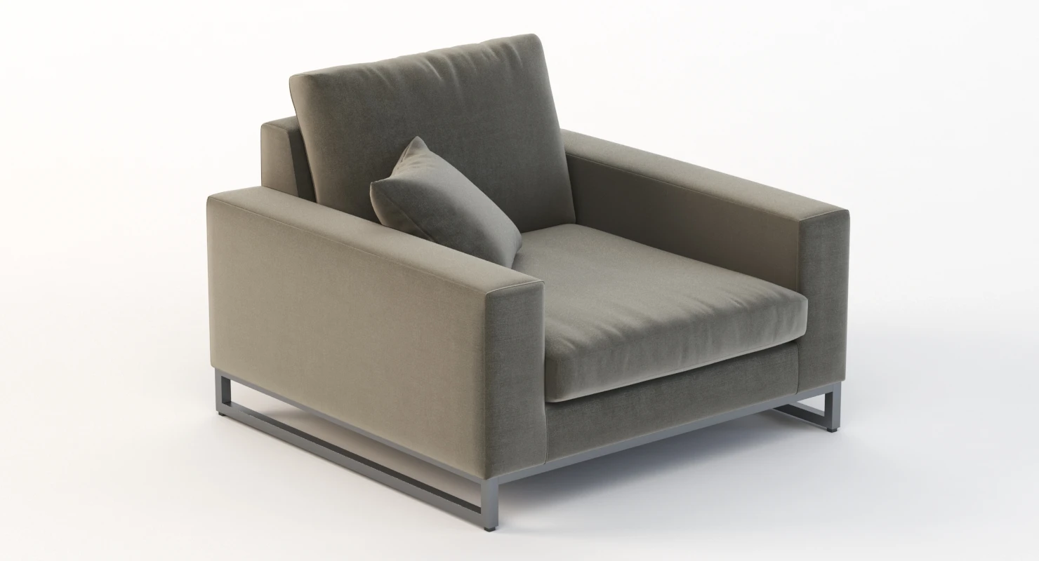 Manutti Zendo Upholstered Club Chair with Stitching And Swing Detail 3D Model_05