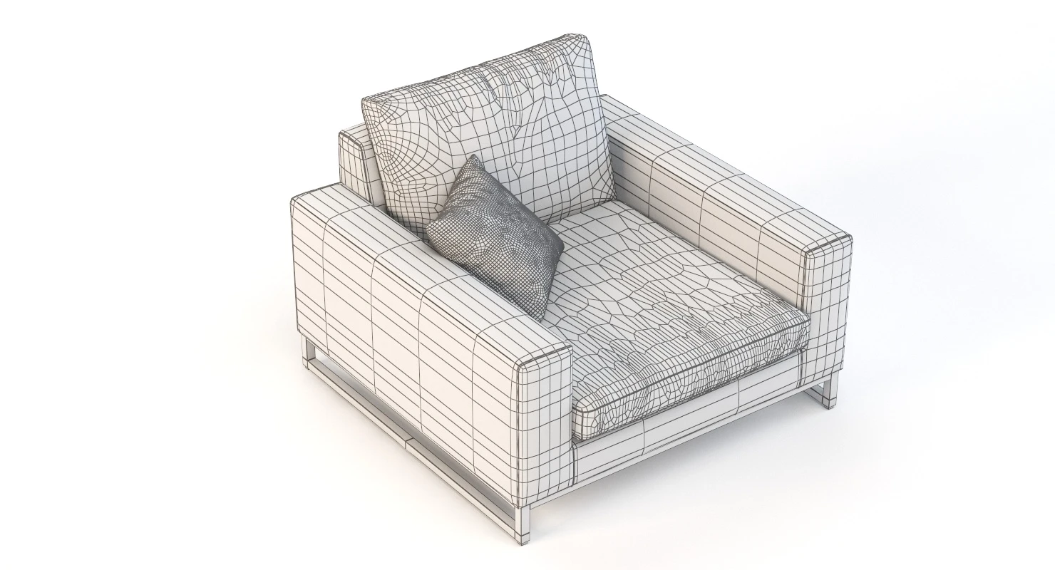 Manutti Zendo Upholstered Club Chair with Stitching And Swing Detail 3D Model_012