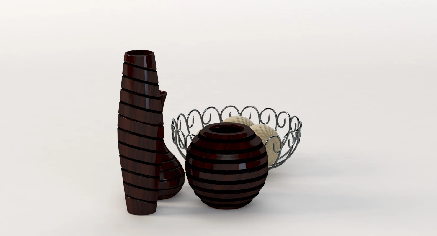 Office Decor Table Centerpiece Vases and Bowls 3D Model_07
