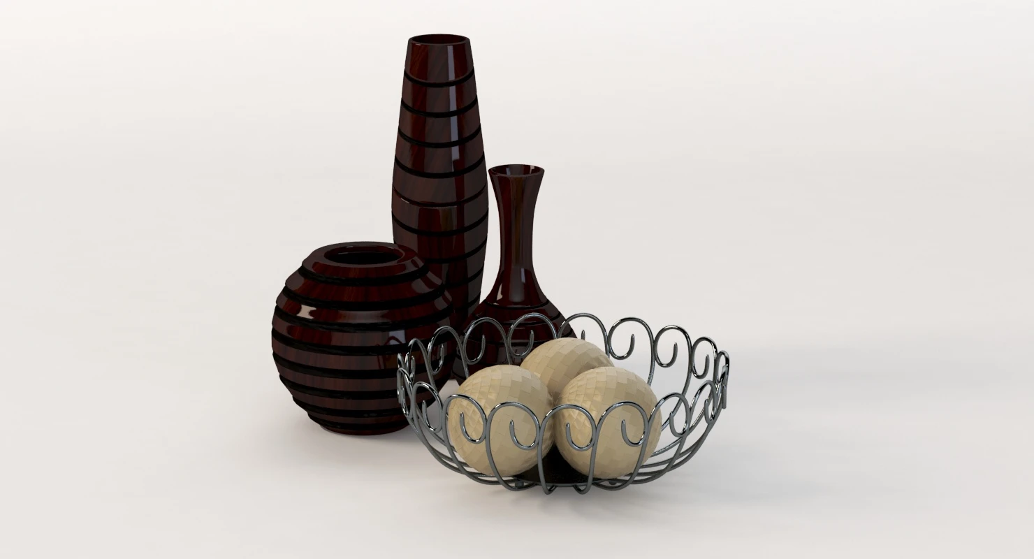 Office Decor Table Centerpiece Vases and Bowls 3D Model_05