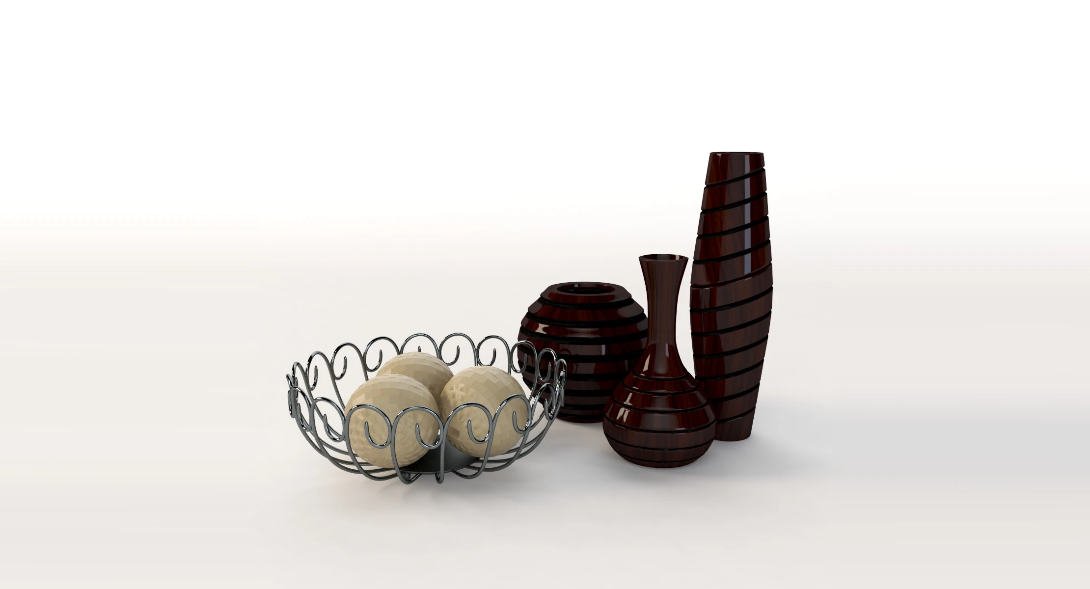 Office Decor Table Centerpiece Vases and Bowls 3D Model_01