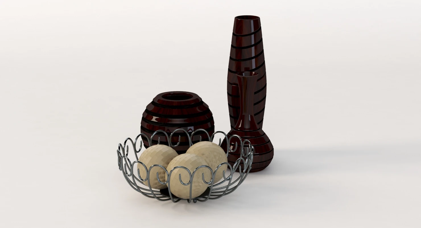 Office Decor Table Centerpiece Vases and Bowls 3D Model_04