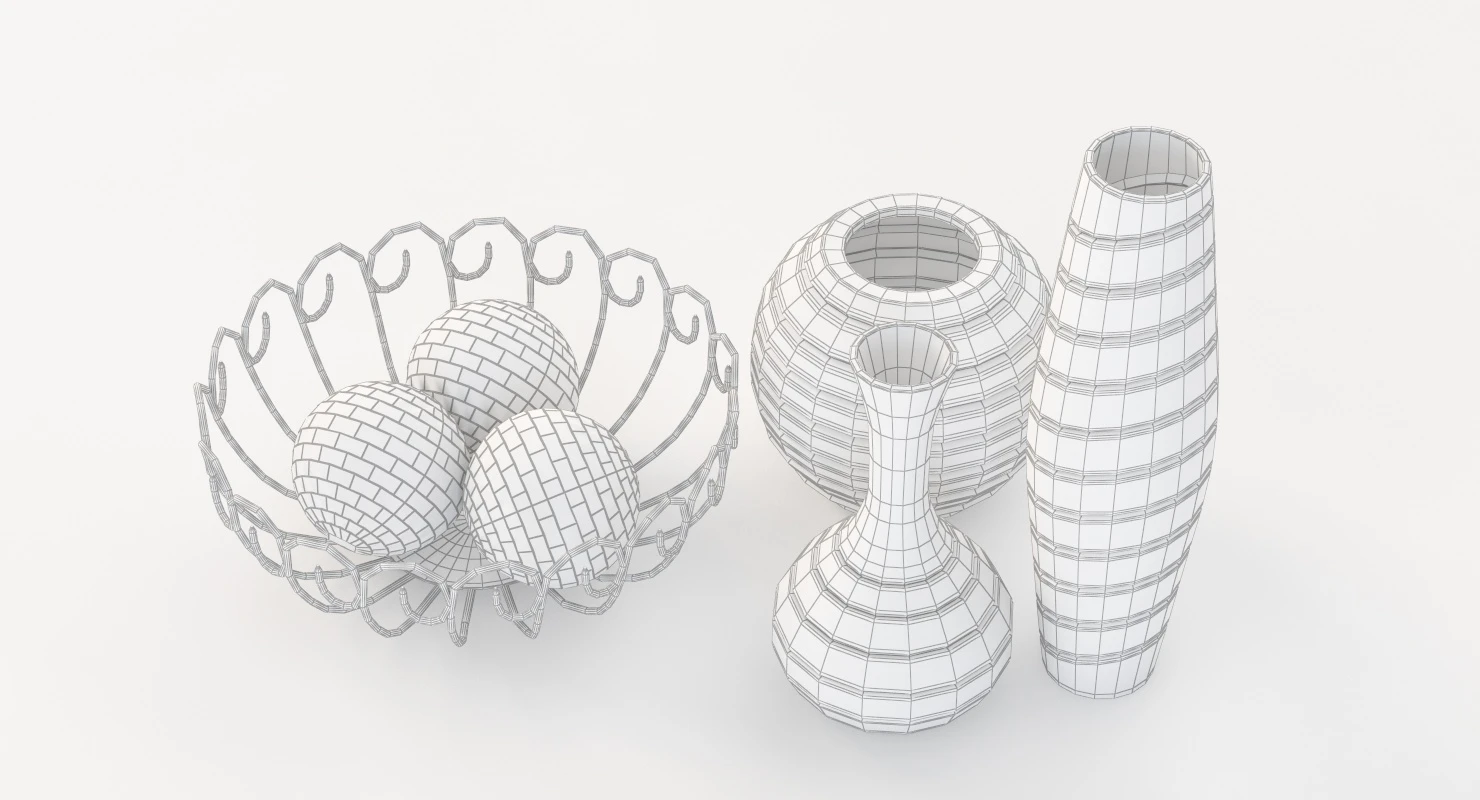 Office Decor Table Centerpiece Vases and Bowls 3D Model_012