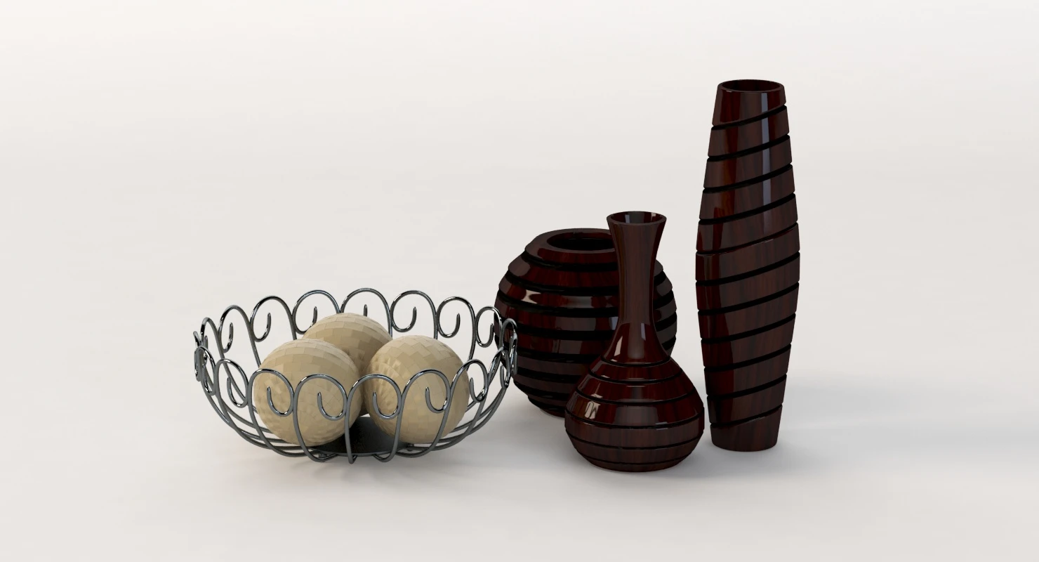 Office Decor Table Centerpiece Vases and Bowls 3D Model_09