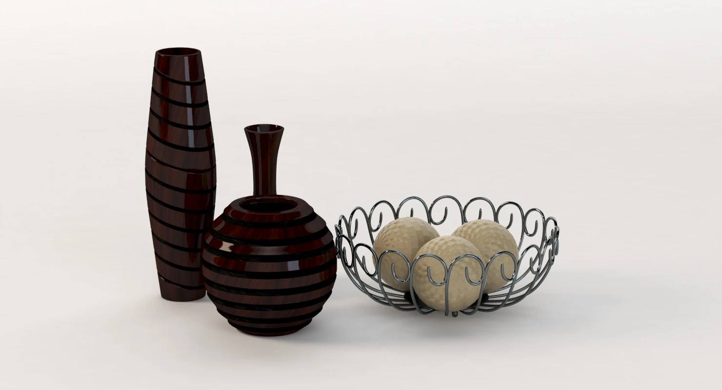 Office Decor Table Centerpiece Vases and Bowls 3D Model_06
