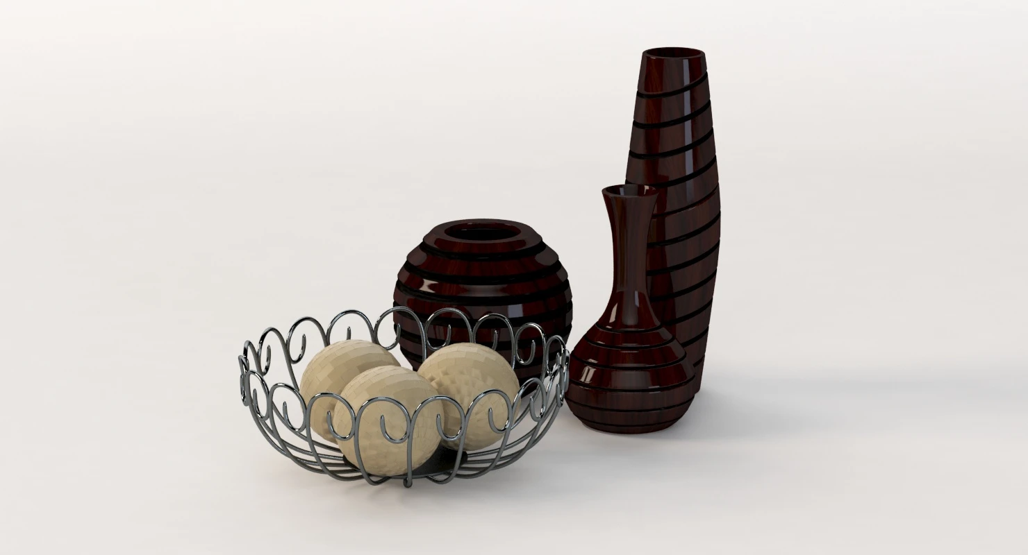 Office Decor Table Centerpiece Vases and Bowls 3D Model_010