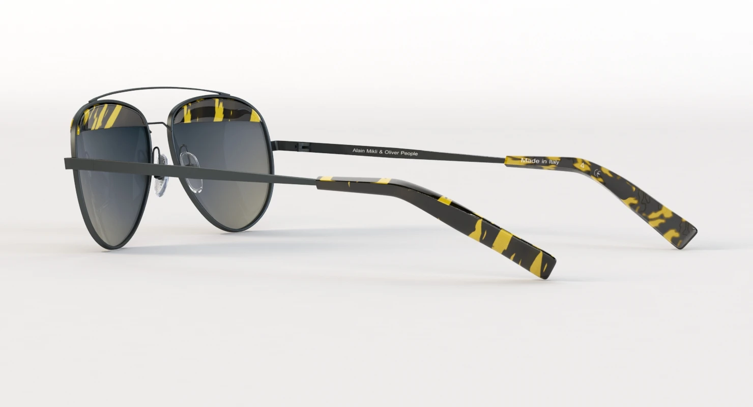 Oliver Peoples Paon Alain Mikli Pour SunGlass Matte Black Graphite Gold 3D Model_08