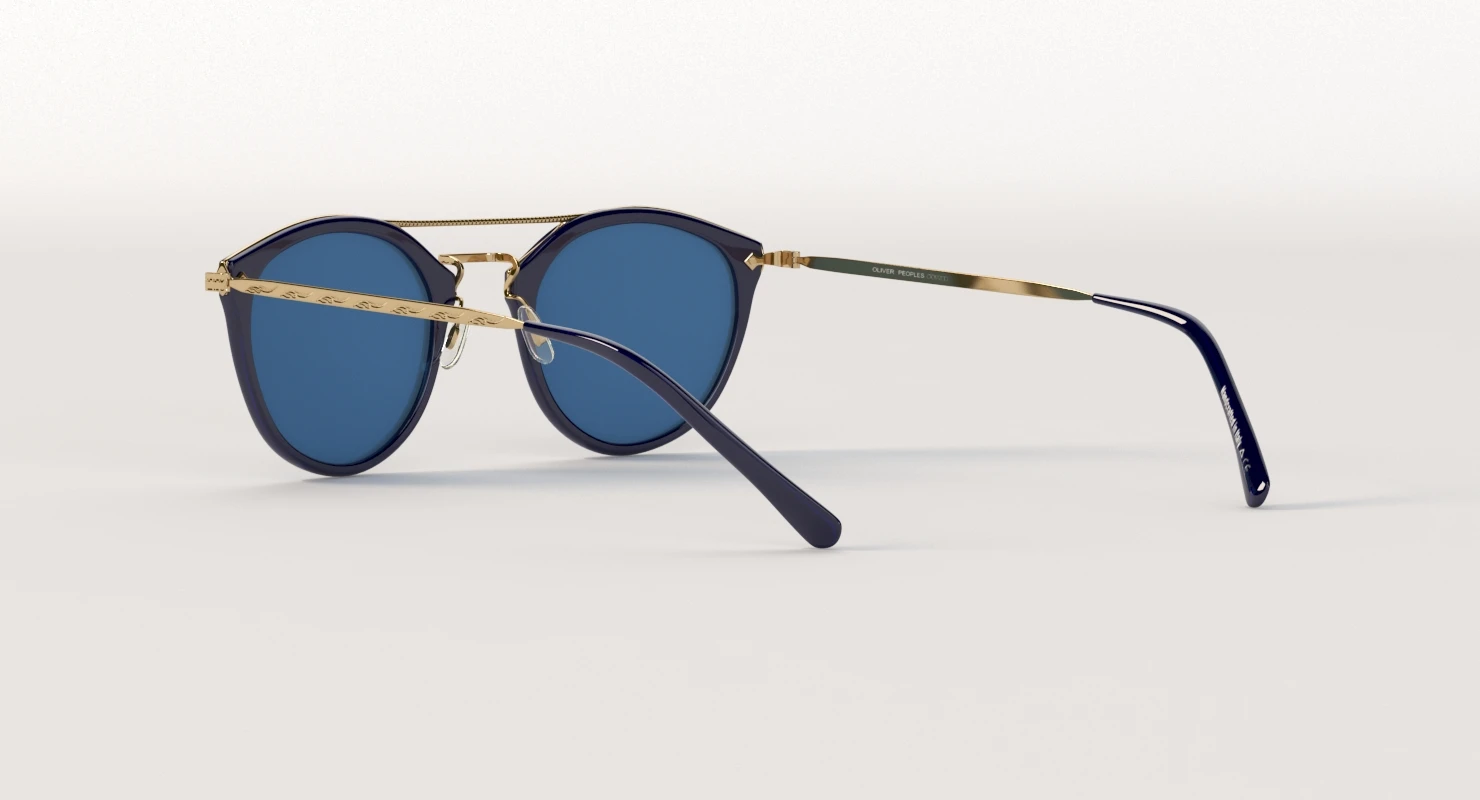 Oliver Peoples Remick Denim Brushed Rose Gold Blue Mirror Unisex Sunglass 3D Model_08
