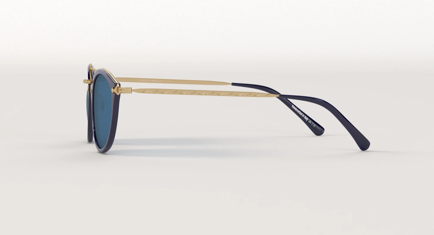 Oliver Peoples Remick Denim Brushed Rose Gold Blue Mirror Unisex Sunglass 3D Model_09